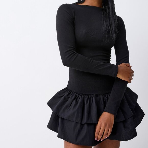 ONLY Poplin Skirt Black Longsleeve Dress - Picture 1 of 3